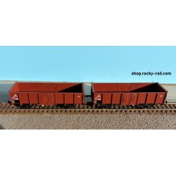 EX23980A+B Set with 2 SNCB open freight cars UIC II B 2289135 and B 2289167 - brown Era III