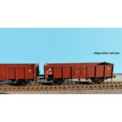 EX23980A+B Set 2 tombereaux UIC SNCB - B 2289135 et B 2289167 -  brun époque III