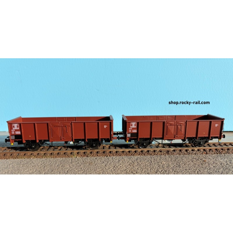 EX23981A+B  Set met 2 open goederenwagens NMBS UIC II 2289035 EUROP en B 2289007 EUROP – bruin periode III