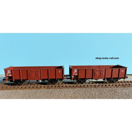 EX23981A+B  Set met 2 open goederenwagens NMBS UIC II 2289035 EUROP en B 2289007 EUROP – bruin periode III