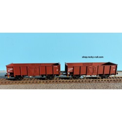 EX23982A+B Set with 2 SNCB open freight cars, .E EUROP Nr.501 8 530-9 and .E EUROP Nr.501 8 518-4 - brown Era III