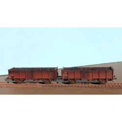 EX23980KA+B Set with 2 SNCB open freight cars UIC II B 2289135 and B 2289167 with real coal load