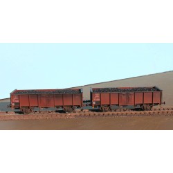 EX23981KA+B Set with 2 SNCB open freight cars,  UIC II 2289035 EUROP and B 2289007 EUROP with real coal load