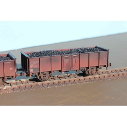 EX23982KA+B Set with 2 SNCB open freight cars, .E EUROP Nr.501 8 530-9 and .E EUROP Nr.501 8 518-4  + real coal load