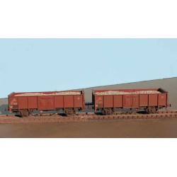 EX23980GA+B Set with 2 SNCB open freight cars UIC II B 2289135 and B 2289167 with real gravel load